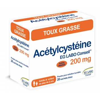 Rupture ACETYLCYSTEINE EG 200 mg, pdr pr sol buv, sachet