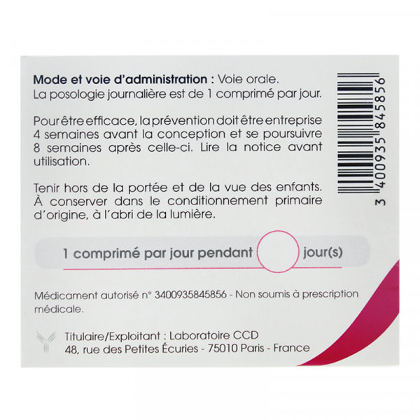 Rupture ACIDE FOLIQUE CCD 0,40 mg, cp