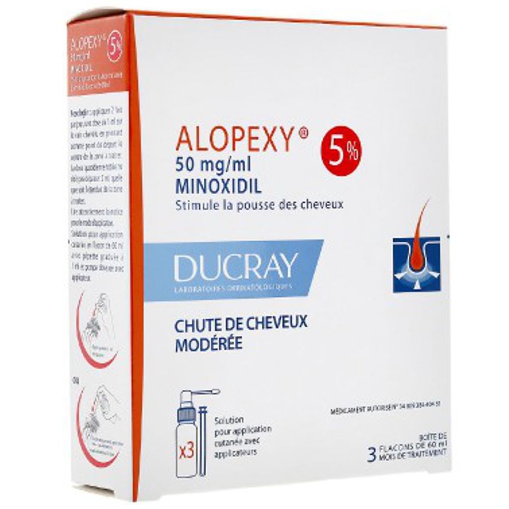 Rupture ALOPEXY 50 mg/mL, sol cutanée, fl+mesure 60 mL