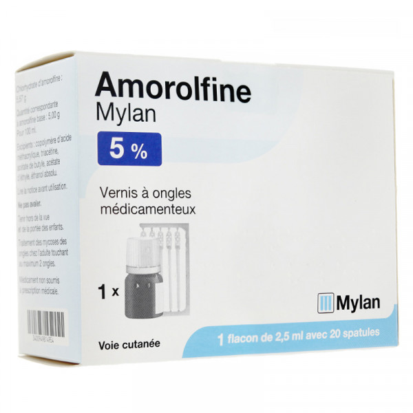 Rupture AMOROLFINE VIATRIS 5 %, vernis médic, fl 2,5 mL