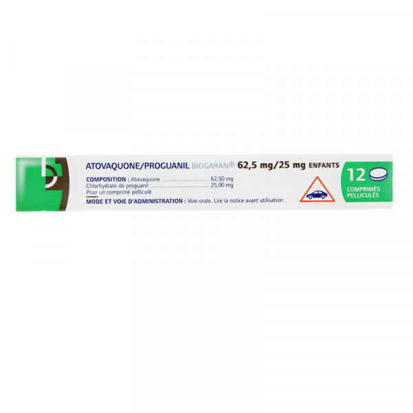 Rupture ATOVAQUONE/PROGUANIL BIOGARAN 62,5 mg/25 mg ENF, cp