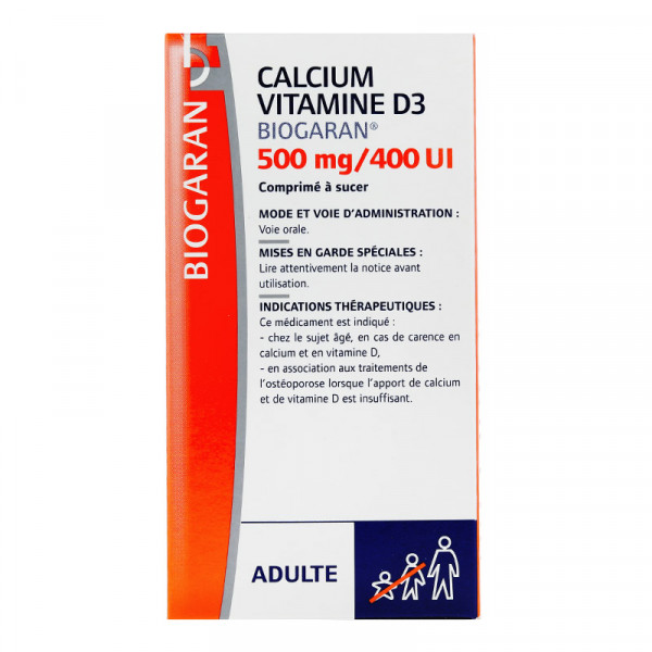 Rupture CALCIUM/VITAMINE D3 BIOGARAN 500 mg/400 UI, cp à sucer