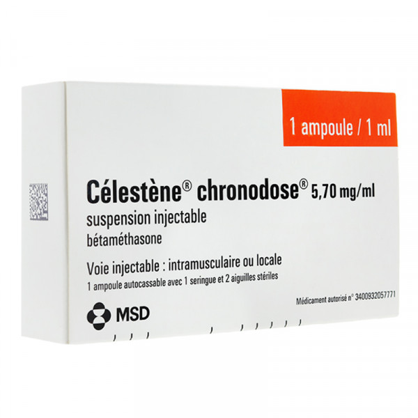 Rupture CELESTENE CHRONODOSE 5,7 mg/1 mL, susp inj, amp+srg