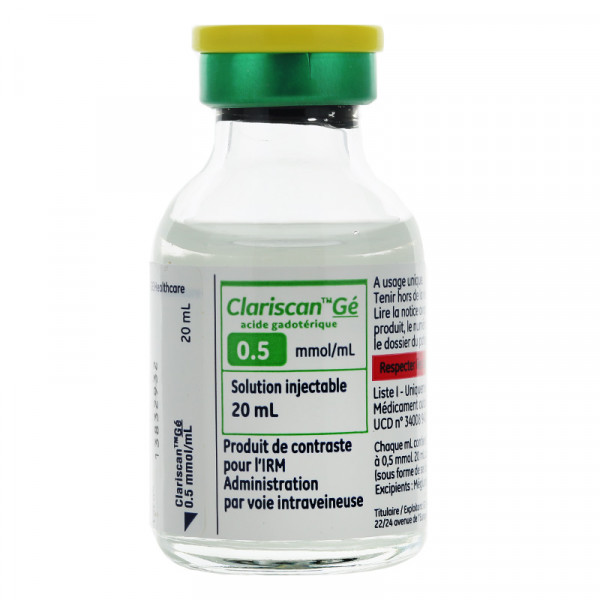 Rupture CLARISCAN Gé 10 mmol/20 mL, sol inj, fl