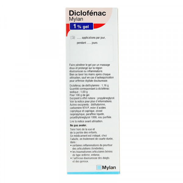 Rupture DICLOFENAC MYLAN 1%, gel, tube 50 g