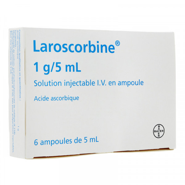 Rupture LAROSCORBINE 1 g/5 mL, sol inj IV, amp