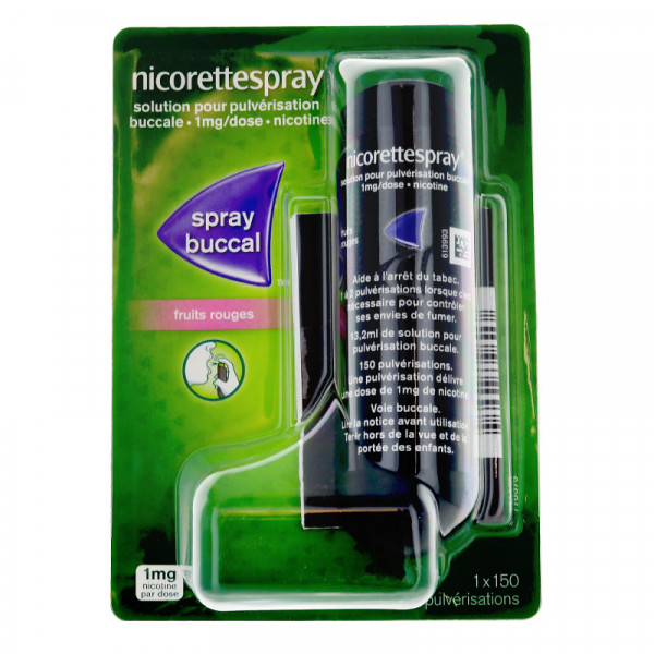 Rupture NICORETTESPRAY FRUITS ROUGES 1 mg/dose, sol pr pulv buccale, fl 13,2 mL