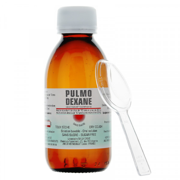 Rupture PULMODEXANE 300 mg/100 mL S/S, sol buv, fl+mesure 150 mL